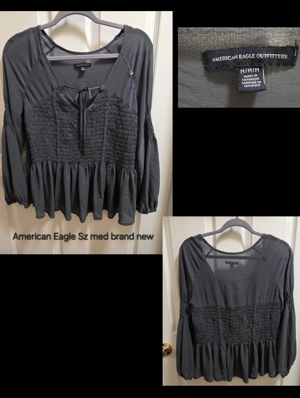 Brand New American Eagle Outfitters gray blouse Sz Med!